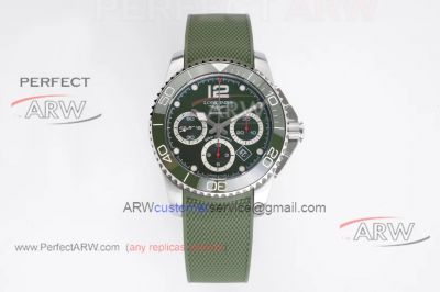 Best copy Longines Conquest automatic 7750 chronograph olive green rubber strap 41mm 